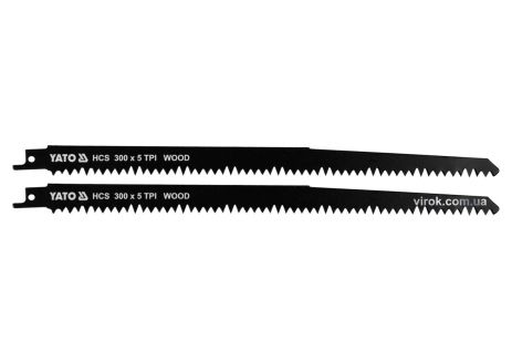 Полотна по дереву, для шабельної пилки: l= 300 мм, h= 1.45 мм, 5 зубів/1", 2 шт. YaTo YT-33920