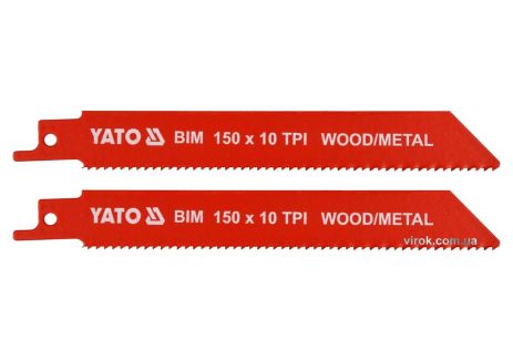 Полотна по дереву и металлу, би-металлические, для сабельной пилы : l=150 мм, h=1 мм, 10 зубьев/1", 2 шт YaTo YT-33930