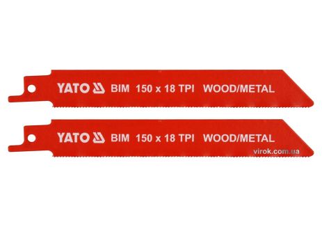 Полотна по дереву та металу, бі-металеві, для шабельної пили: l=150 мм, h=1 мм, 18 зубів/1", 2 шт YaTo YT-33931