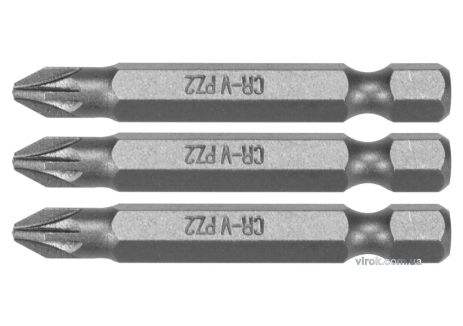 Насадка отверточная STHOR : "Pozidriv" PZ2 x 50 мм, HEX 1/4", Cr-V, 3 шт Vorel 65476