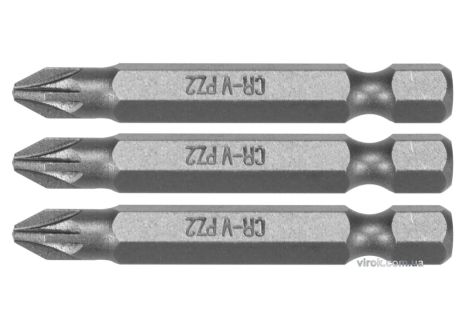 Насадка викруткова STHOR : "Pozidriv" PZ2 x 50 мм, HEX 1/4", Cr-V, 3 шт Vorel 65476
